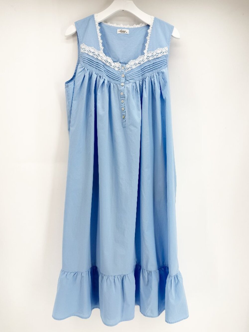 Aoiier blue cottagecore lace trim cotton midi dress nightgown coquette XXL - Picture 2 of 10